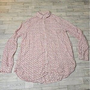 beachlunchlounge Collection Red/White Striped Button Down Shirt, Wm's Size M